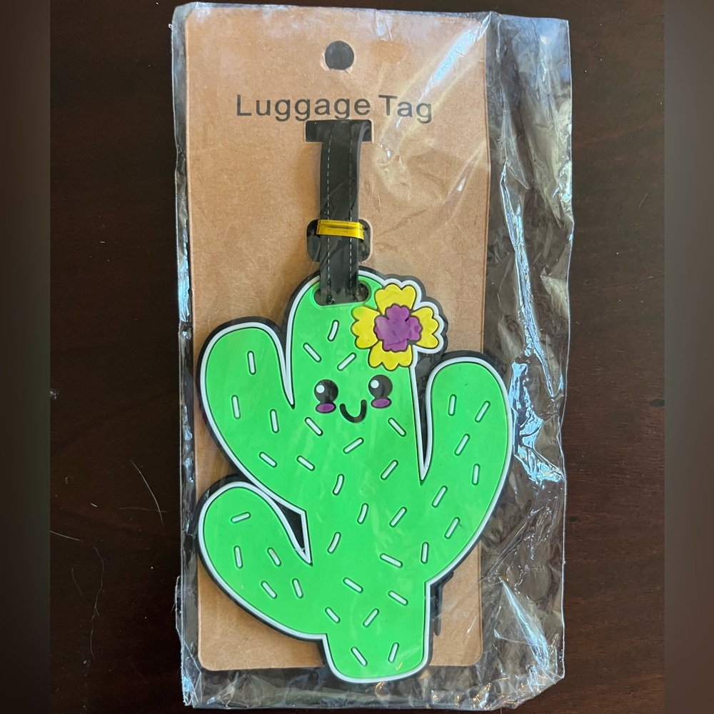 Cactus Luggage Tag for Kids - Green and Purple